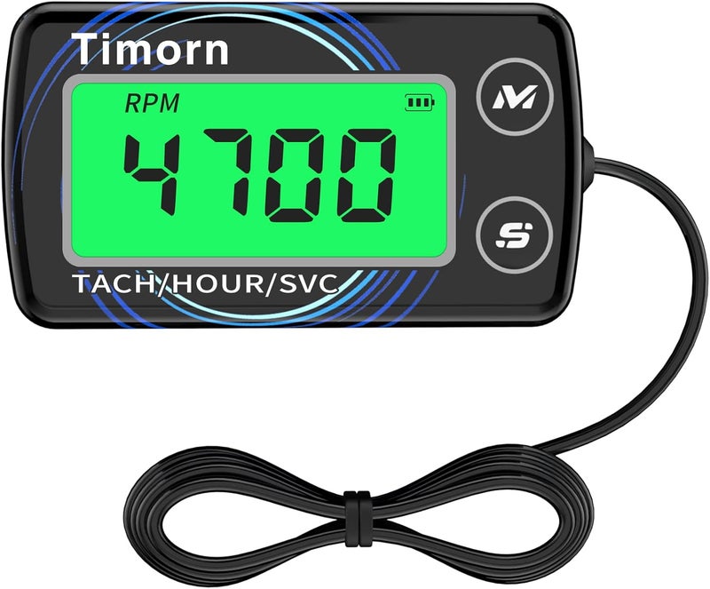 Timorn Small Engine Tachometer Hour Meter: Digital Inductive Waterproof Tiny Tach Meter & RPM Meter & HR Meter for Dirt Bike | Chainsaw | Lawn Mower | Generator Motorcycle Boat Marine Outboard - Image 1